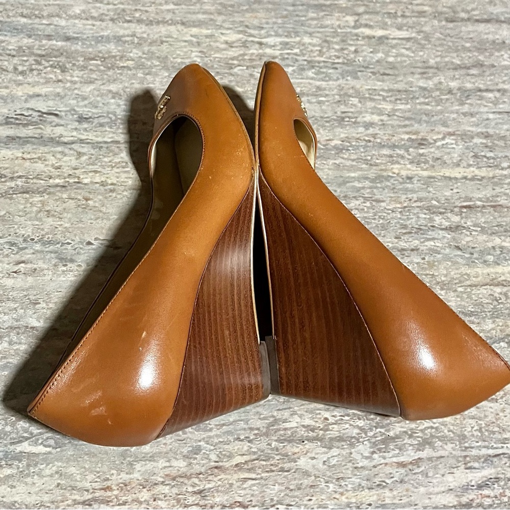 Coach GALA Women's Brown Peep Toe Wedge Heels - Picture 10 of 16